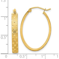 14K Yellow Gold Polished Satin Diamond-Cut Hoop Earrings - 28.91mm Length by 0