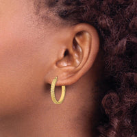 14K Yellow Gold Polished Satin Diamond-Cut Large Hoop Earrings by 0