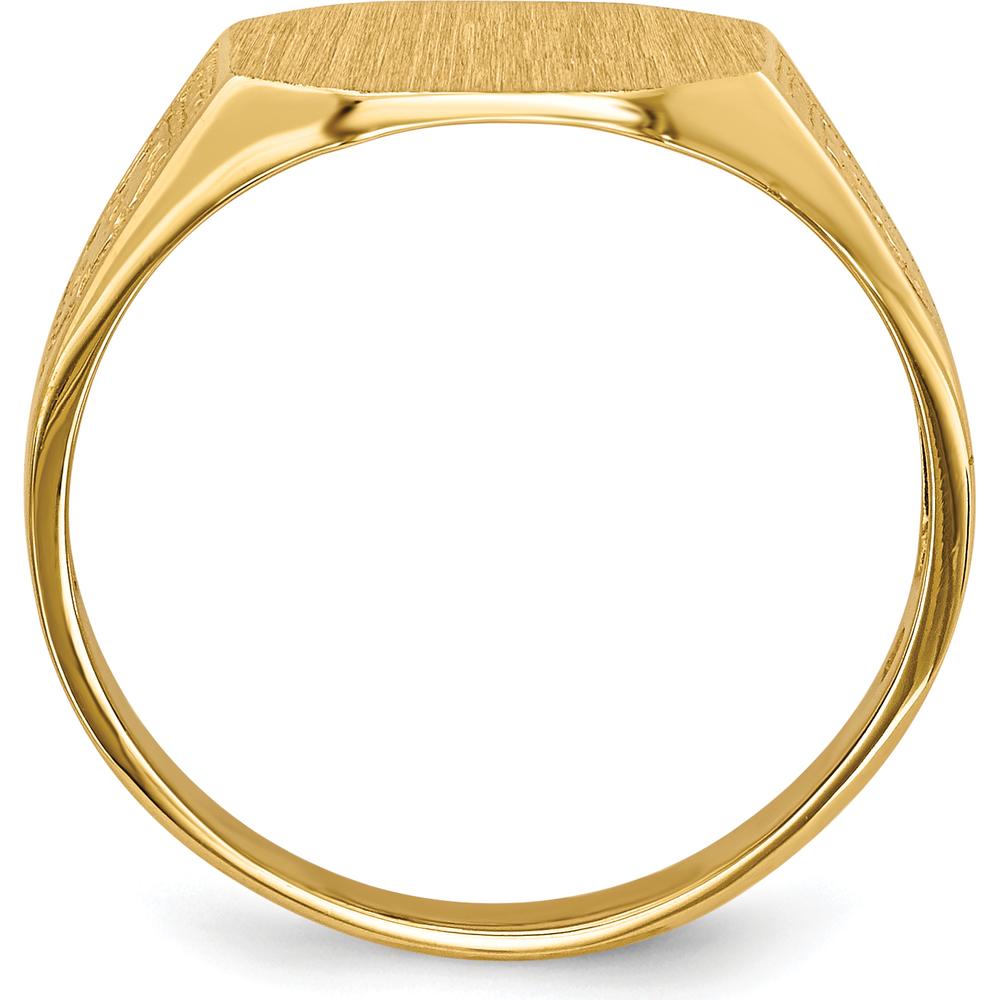 14K Yellow Gold Polished Satin Finish Signet Ring - 11.0x9.0mm by 0