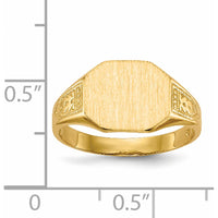 14K Yellow Gold Polished Satin Finish Signet Ring - 11.0x9.0mm by 0