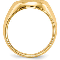 14K Yellow Gold Polished Satin Finished Signet Ring for Men - 13.5x16.5mm by 0