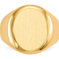 14K Yellow Gold Polished Satin Finished Signet Ring for Men - 13.5x16.5mm by 0