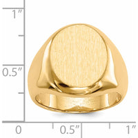 14K Yellow Gold Polished Satin Finished Signet Ring for Men - 13.5x16.5mm by 0