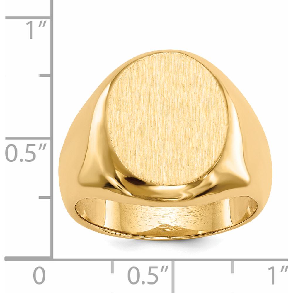 14K Yellow Gold Polished Satin Finished Signet Ring for Men - 13.5x16.5mm by 0