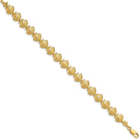 14K Yellow Gold Polished Scallop Shell Bracelet - 7.25" with Textured Stations by Oro Pregiato