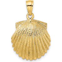 14K Yellow Gold Polished Scallop Shell Charm Pendant - 25mm Length by Oro Pregiato
