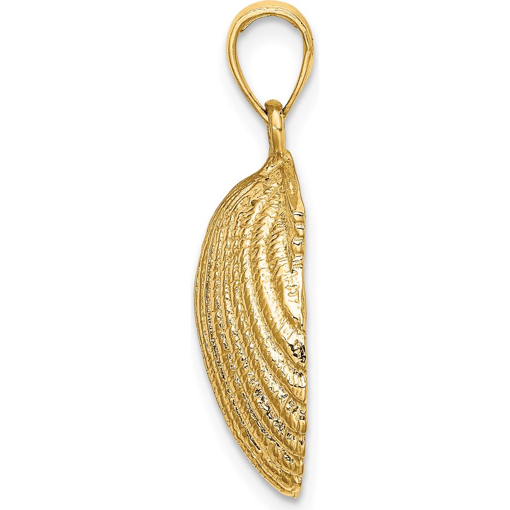14K Yellow Gold Polished Scallop Shell Charm Pendant - 25mm Length by Oro Pregiato