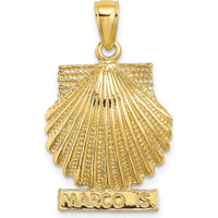 14K Yellow Gold Polished Scallop Shell Charm Pendant - 27.3mm Length by Oro Pregiato