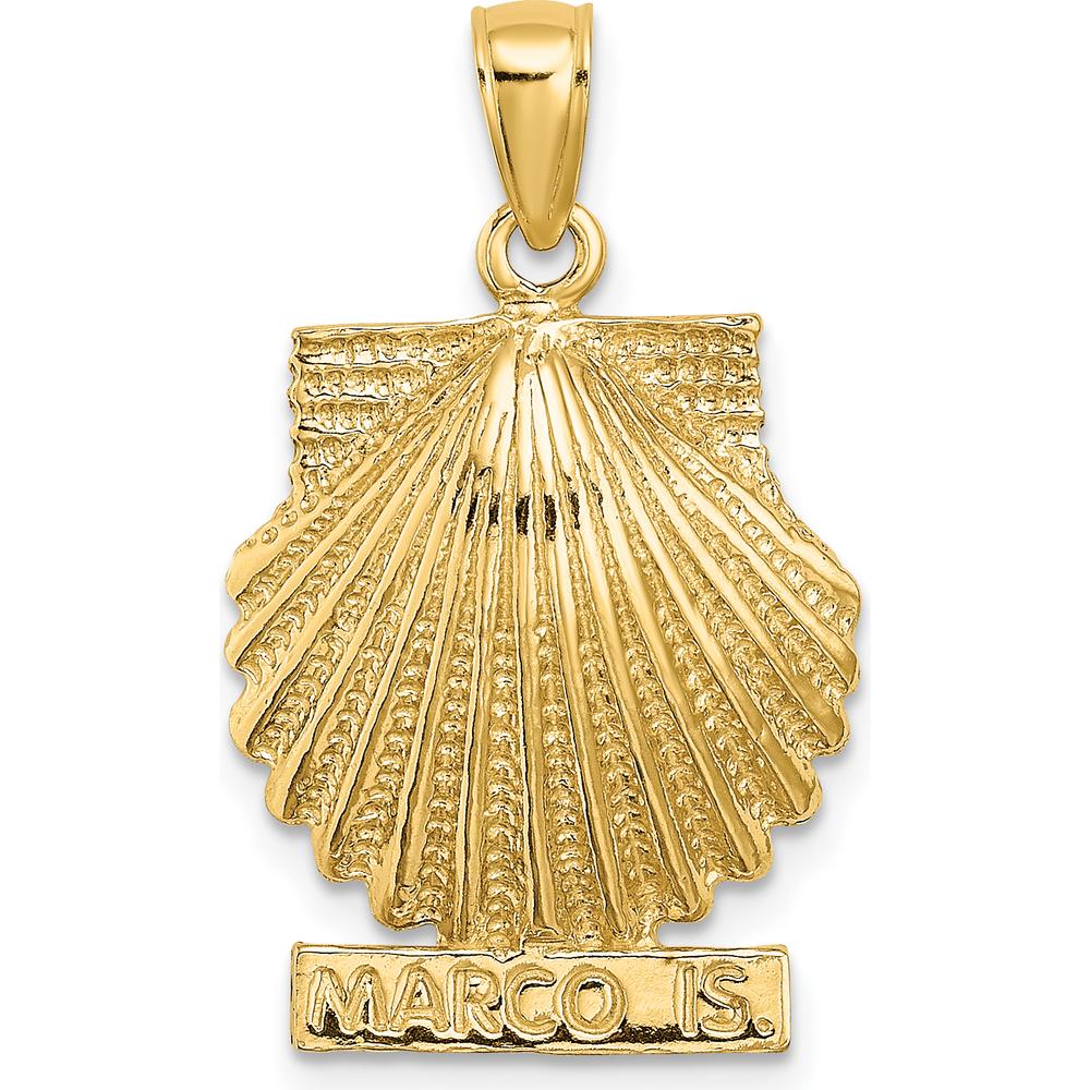 14K Yellow Gold Polished Scallop Shell Charm Pendant - 27.3mm Length by Oro Pregiato