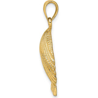 14K Yellow Gold Polished Scallop Shell Charm Pendant - 27.3mm Length by Oro Pregiato