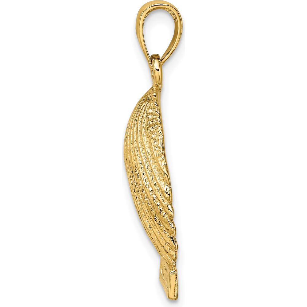 14K Yellow Gold Polished Scallop Shell Charm Pendant - 27.3mm Length by Oro Pregiato