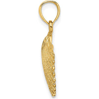 14K Yellow Gold Polished Scallop Shell Pendant - Textured Design by Oro Pregiato