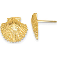 14K Yellow Gold Polished Scallop Shell Post Earrings - Elegant Design by Oro Pregiato