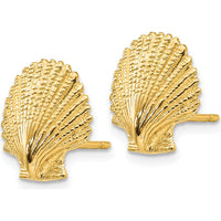 14K Yellow Gold Polished Scallop Shell Post Earrings - Elegant Design by Oro Pregiato
