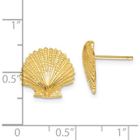 14K Yellow Gold Polished Scallop Shell Post Earrings - Elegant Design by Oro Pregiato