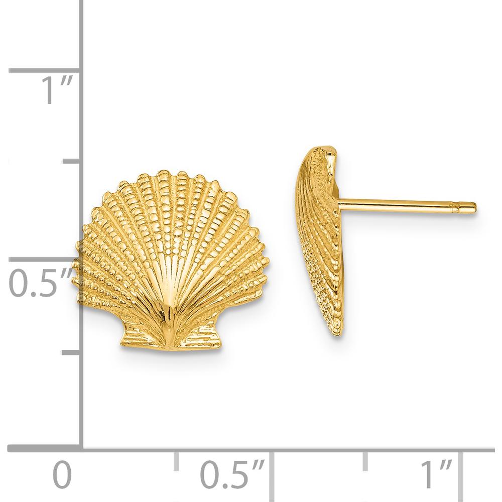 14K Yellow Gold Polished Scallop Shell Post Earrings - Elegant Design by Oro Pregiato