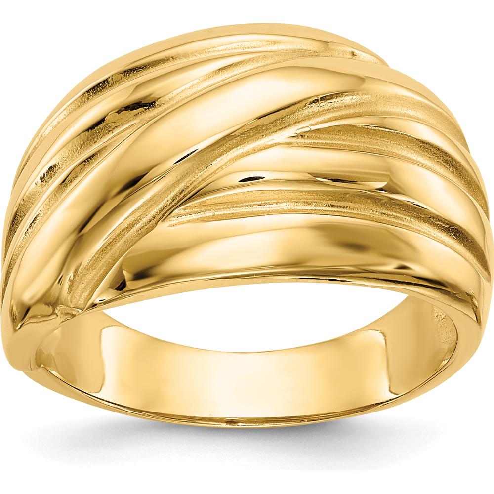 14K Yellow Gold Polished Scalloped Dome Fashion Ring by 0