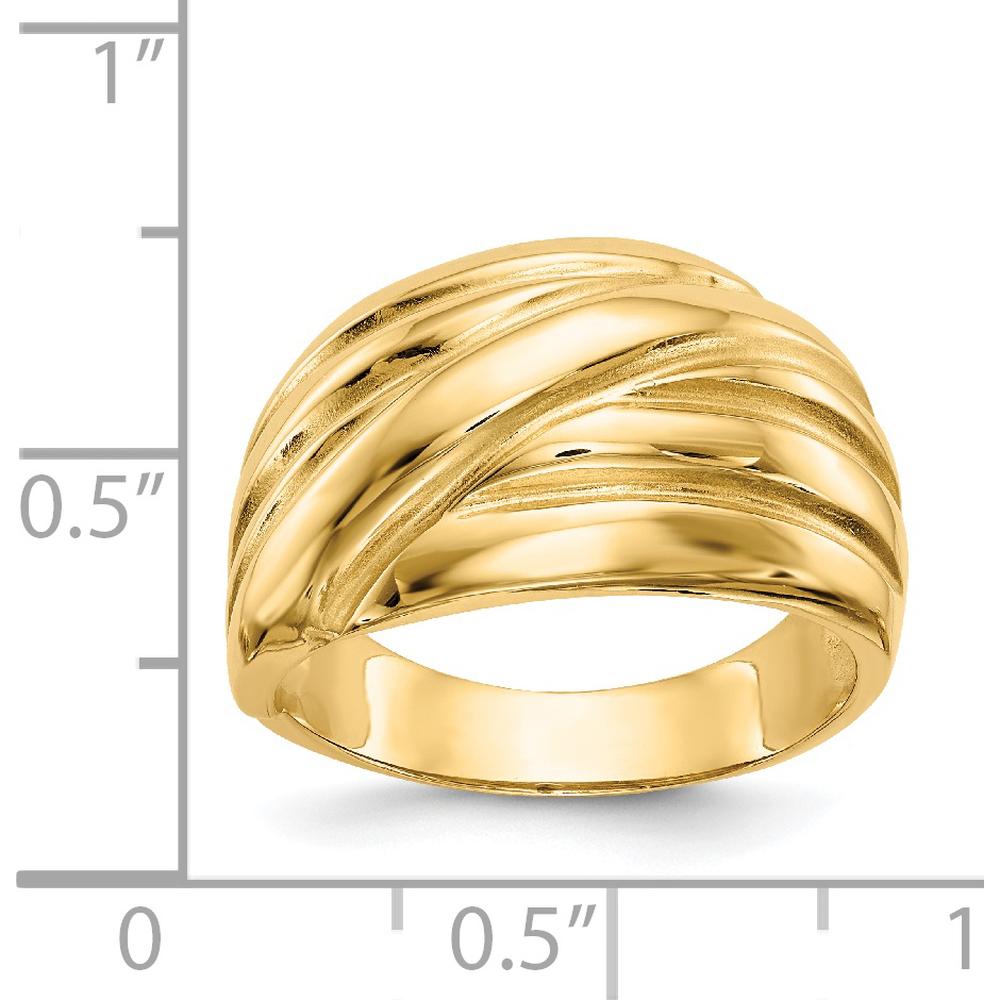 14K Yellow Gold Polished Scalloped Dome Fashion Ring by 0