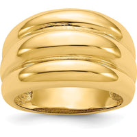 14K Yellow Gold Polished Scalloped Dome Ring - Fashion Statement Piece by 0