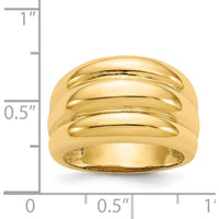 14K Yellow Gold Polished Scalloped Dome Ring - Fashion Statement Piece by 0