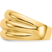 14K Yellow Gold Polished Scalloped Dome Ring - Fashion Statement Piece by 0