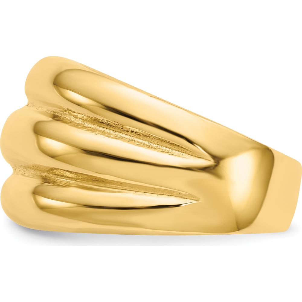 14K Yellow Gold Polished Scalloped Dome Ring - Fashion Statement Piece by 0
