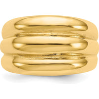 14K Yellow Gold Polished Scalloped Dome Ring - Fashion Statement Piece by 0
