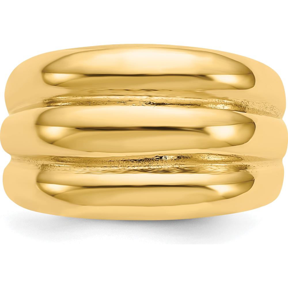 14K Yellow Gold Polished Scalloped Dome Ring - Fashion Statement Piece by 0