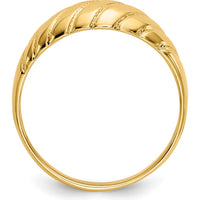 14K Yellow Gold Polished Scalloped Dome Ring with Grooved Texture - Fashion Statement Piece by Oro Pregiato