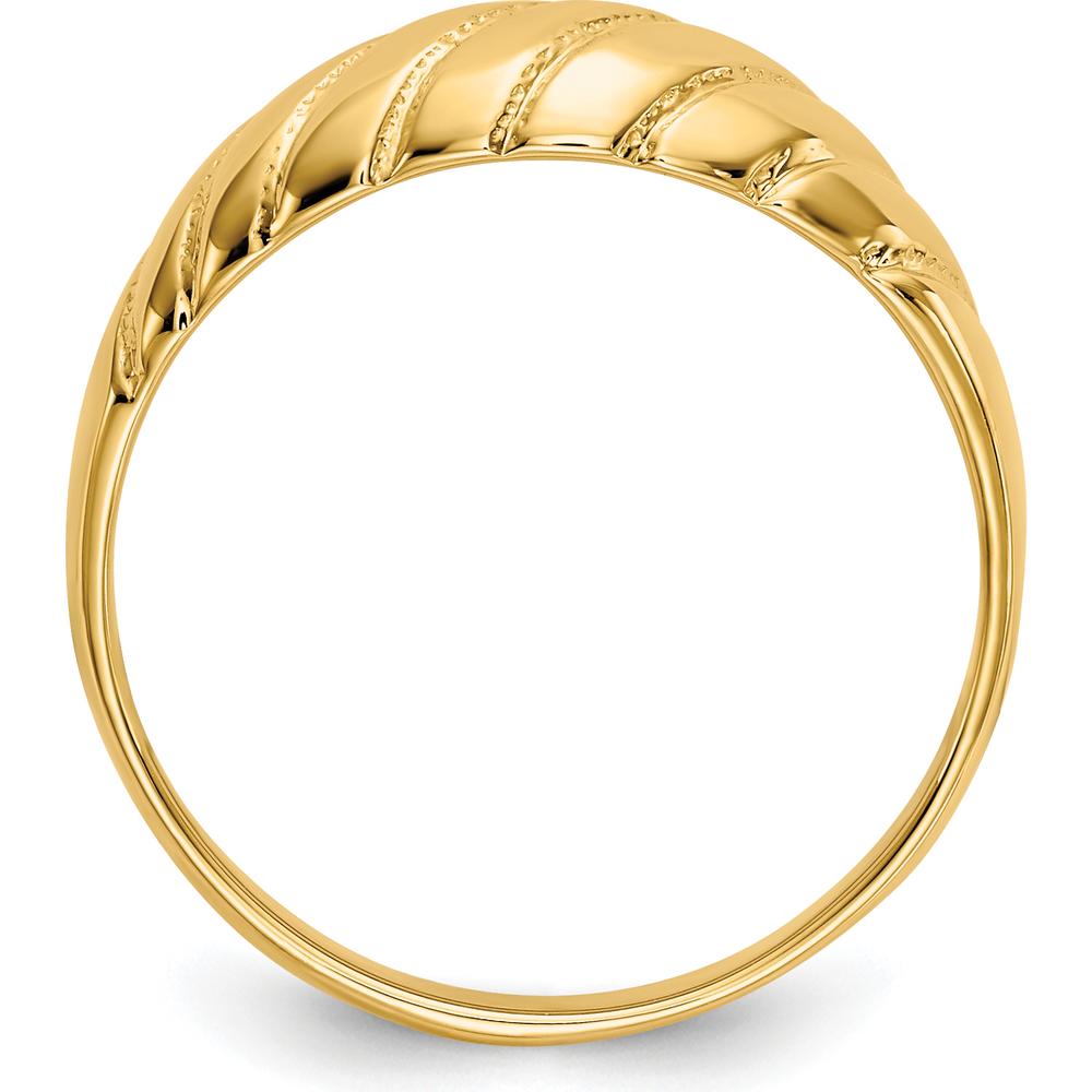 14K Yellow Gold Polished Scalloped Dome Ring with Grooved Texture - Fashion Statement Piece by Oro Pregiato