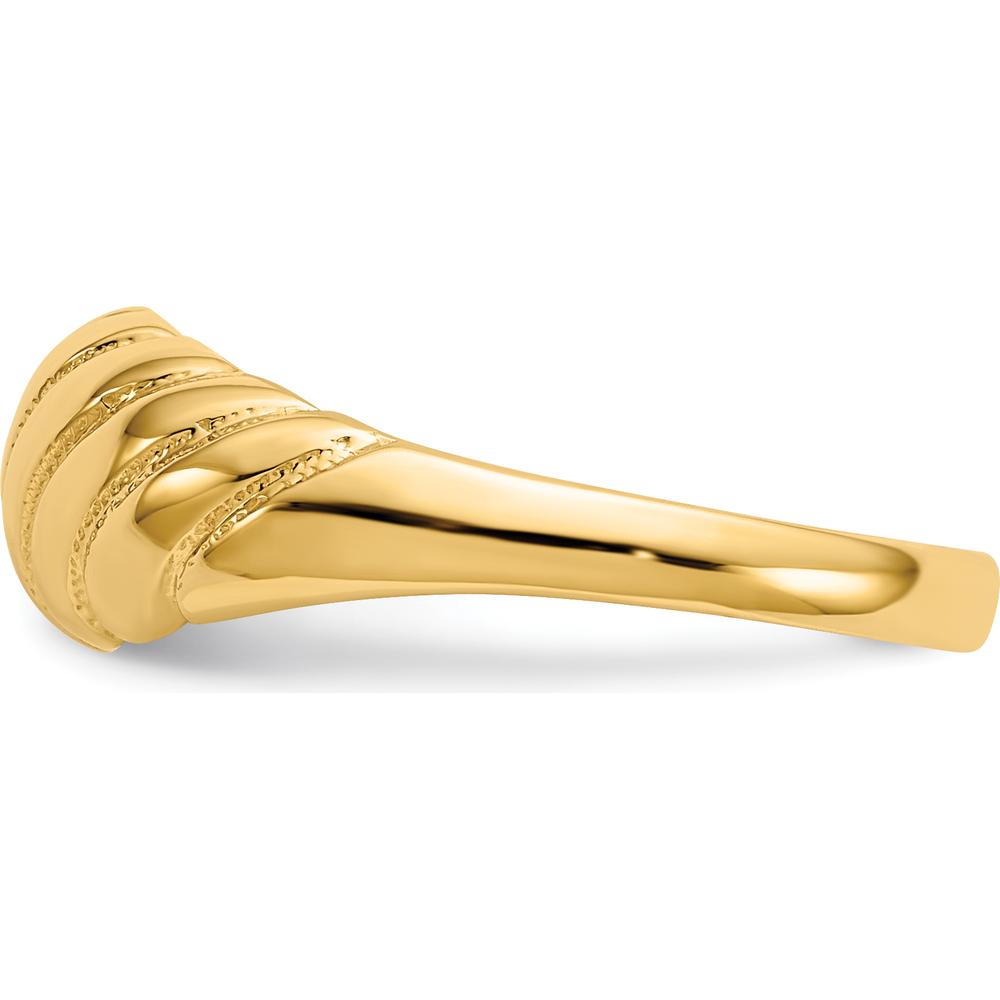 14K Yellow Gold Polished Scalloped Dome Ring with Grooved Texture - Fashion Statement Piece by Oro Pregiato