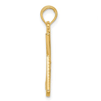 14K Yellow Gold Polished Scissor and Comb Pendant with Textured Back by Oro Pregiato