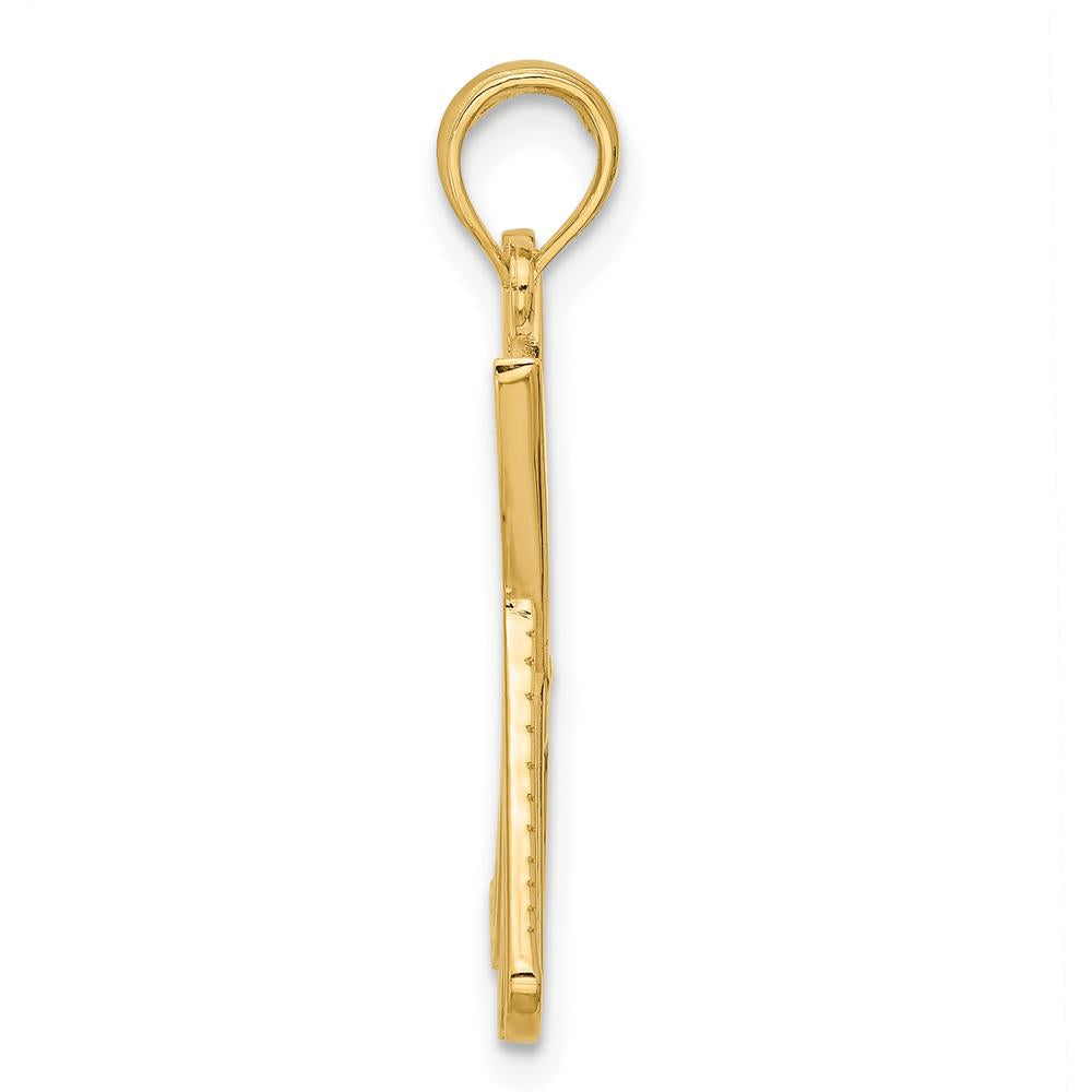 14K Yellow Gold Polished Scissor and Comb Pendant with Textured Back by Oro Pregiato