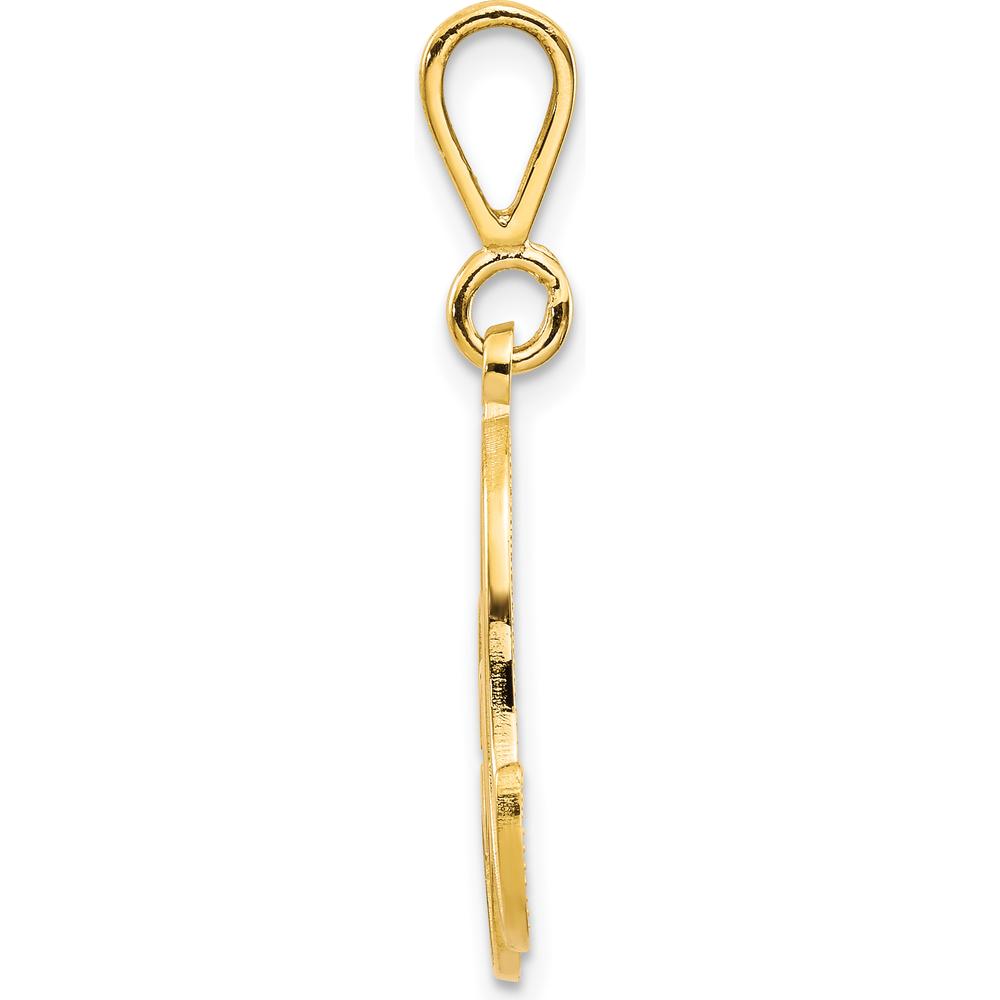 14K Yellow Gold Polished Script Filigree Letter A Initial Pendant by Oro Pregiato