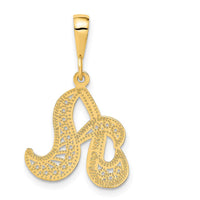 14K Yellow Gold Polished Script Filigree Letter A Initial Pendant by Oro Pregiato