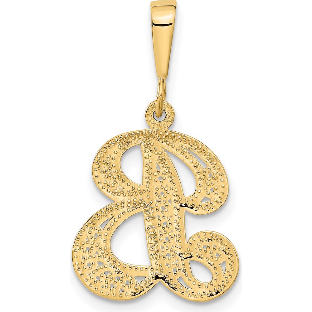 14K Yellow Gold Polished Script Filigree Letter B Pendant by Oro Pregiato