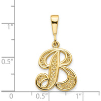 14K Yellow Gold Polished Script Filigree Letter B Pendant by Oro Pregiato