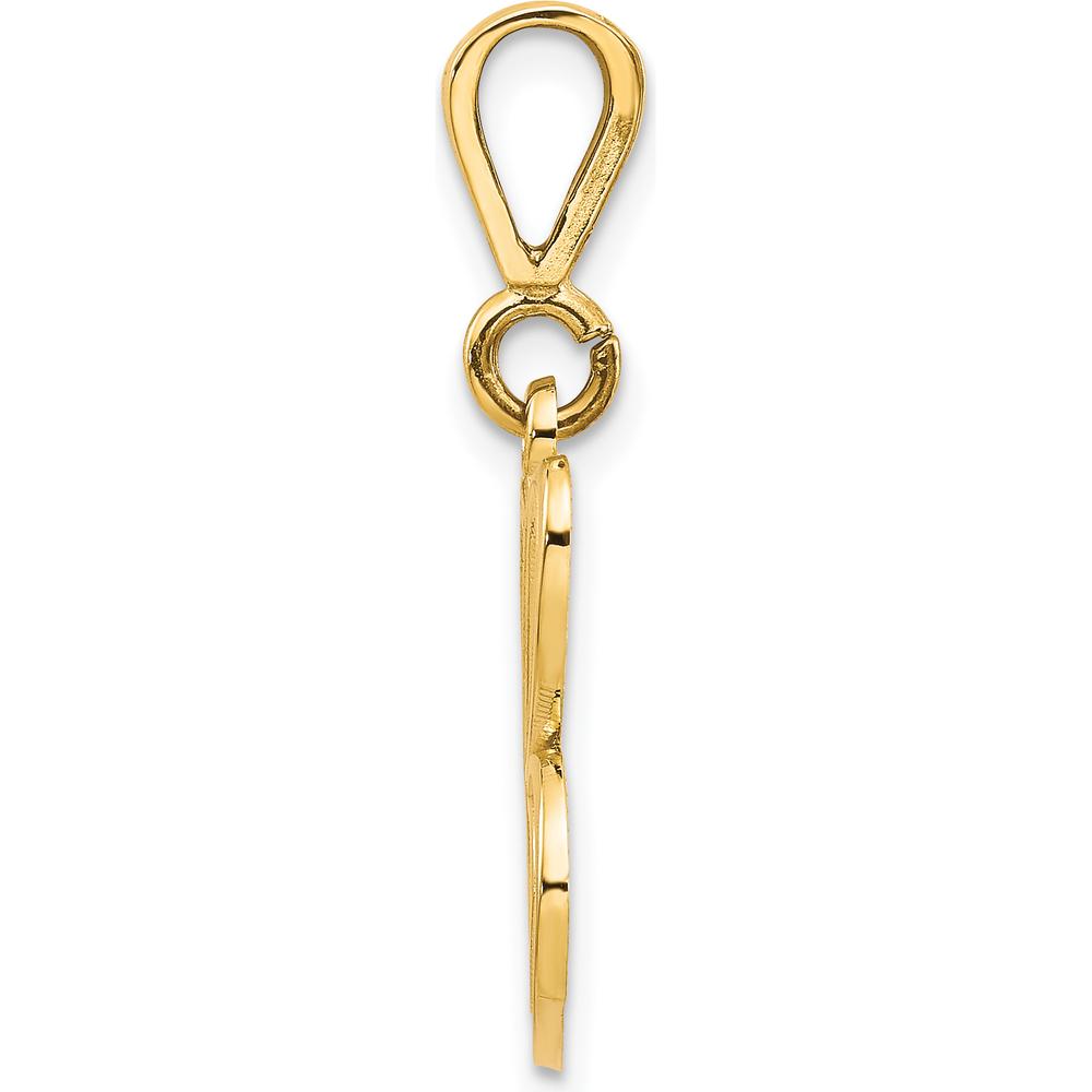 14K Yellow Gold Polished Script Filigree Letter C Initial Pendant by Oro Pregiato