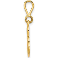 14K Yellow Gold Polished Script Filigree Letter E Initial Pendant by Oro Pregiato