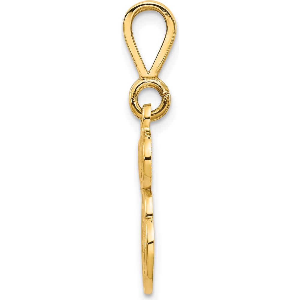 14K Yellow Gold Polished Script Filigree Letter E Initial Pendant by Oro Pregiato
