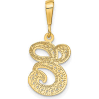 14K Yellow Gold Polished Script Filigree Letter E Initial Pendant by Oro Pregiato