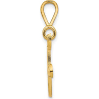 14K Yellow Gold Polished Script Filigree Letter F Initial Pendant by Oro Pregiato