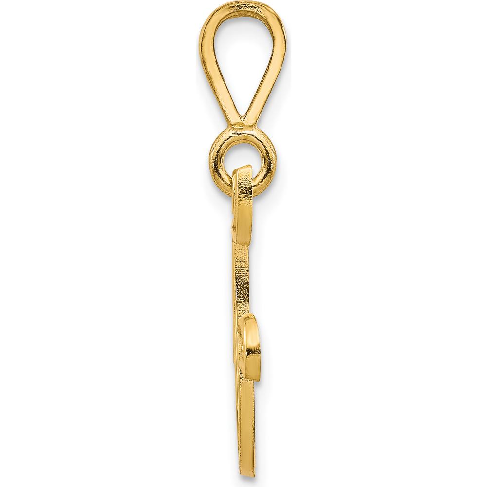 14K Yellow Gold Polished Script Filigree Letter F Initial Pendant by Oro Pregiato