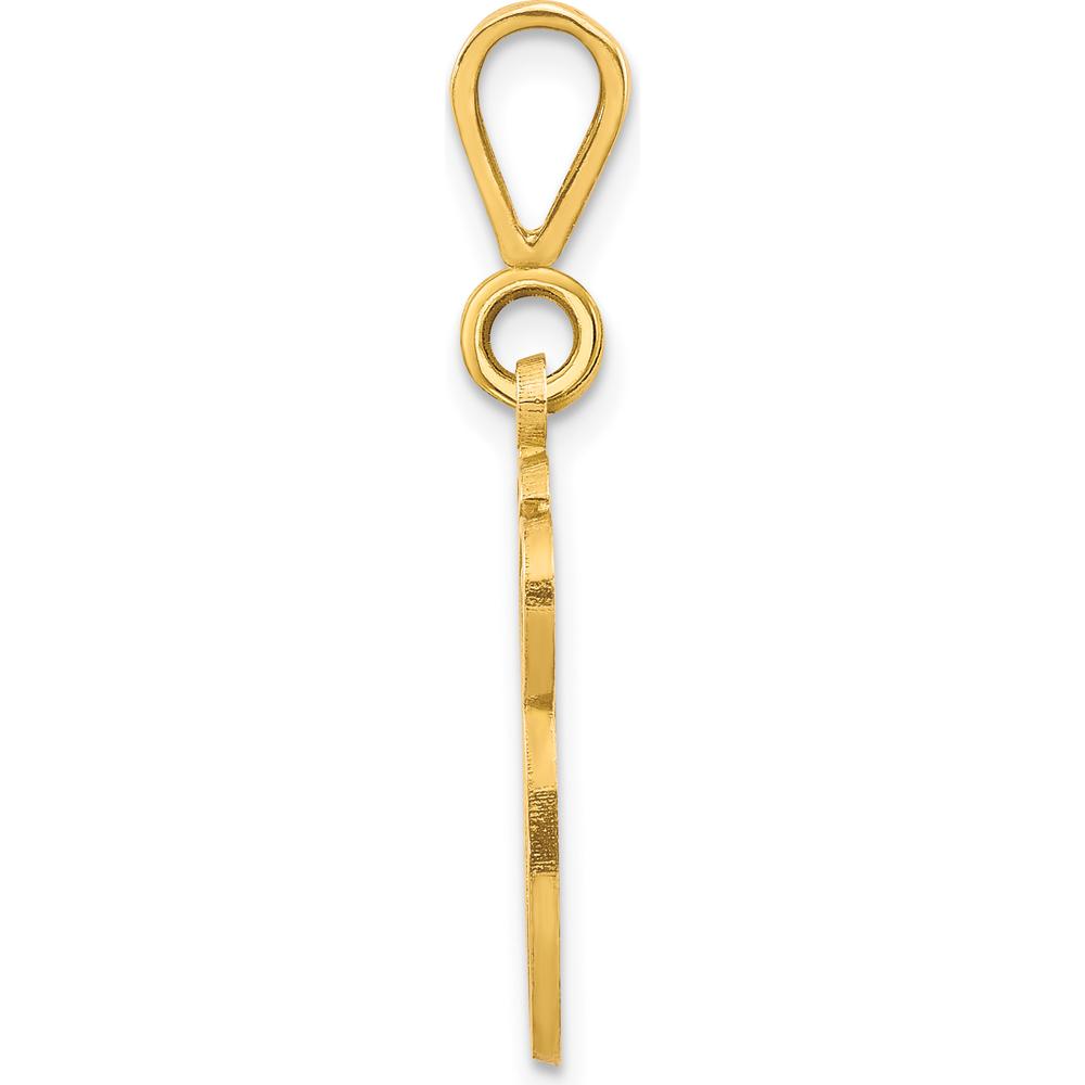 14K Yellow Gold Polished Script Filigree Letter G Initial Pendant by Oro Pregiato