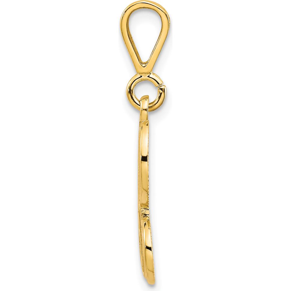 14K Yellow Gold Polished Script Filigree Letter H Initial Pendant by Oro Pregiato