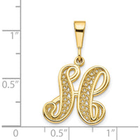 14K Yellow Gold Polished Script Filigree Letter H Initial Pendant by Oro Pregiato