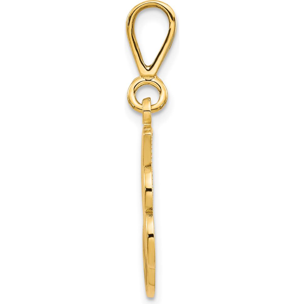 14K Yellow Gold Polished Script Filigree Letter J Initial Pendant by Oro Pregiato