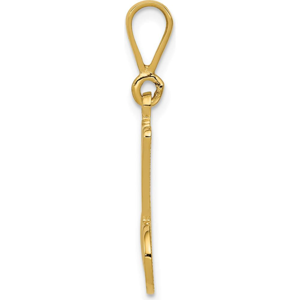 14K Yellow Gold Polished Script Filigree Letter "M" Initial Pendant by Oro Pregiato