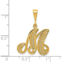 14K Yellow Gold Polished Script Filigree Letter "M" Initial Pendant by Oro Pregiato