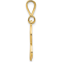 14K Yellow Gold Polished Script Filigree Letter R Initial Pendant by Oro Pregiato